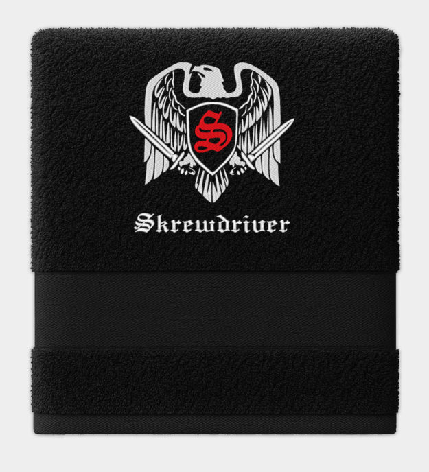 Skrewdriver hímzett törölköző