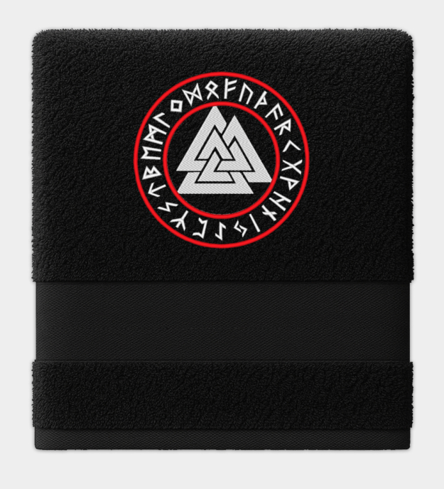 Valknut hímzett törölköző