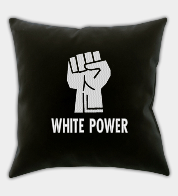 White Power hímzett díszpárna