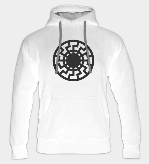 Fekete Nap hímzett kapucnis pulóver