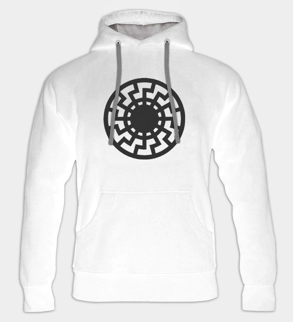 Fekete Nap hímzett kapucnis pulóver Fekete Nap hímzett kapucnis pulóver