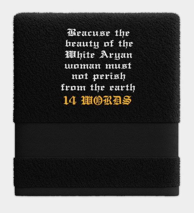 Fourteen Words hímzett törölköző