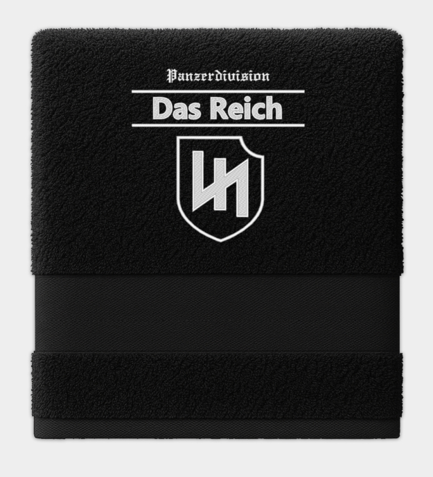 Panzerdivision Waffen-SS Das Reich hímzett fekete törölköző