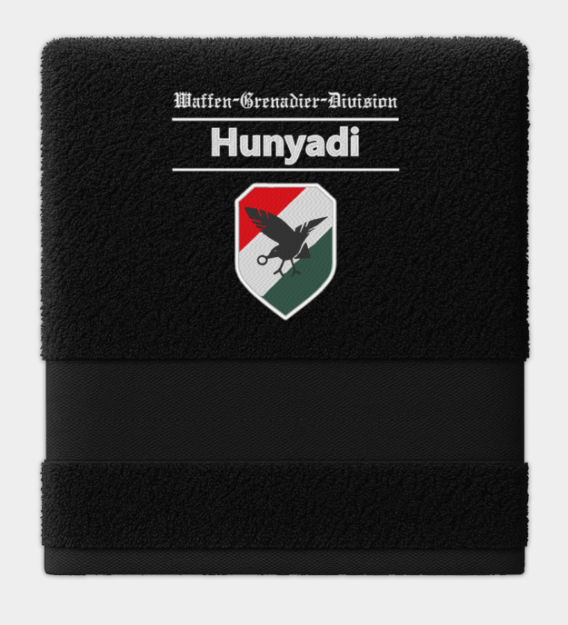 Waffen-Grenadier-Division der SS Hunyadi hímzett fekete törölköző