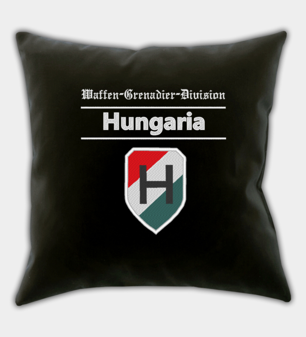 Waffen-Grenadier-Division SS Hungaria hímzett fekete díszpárna