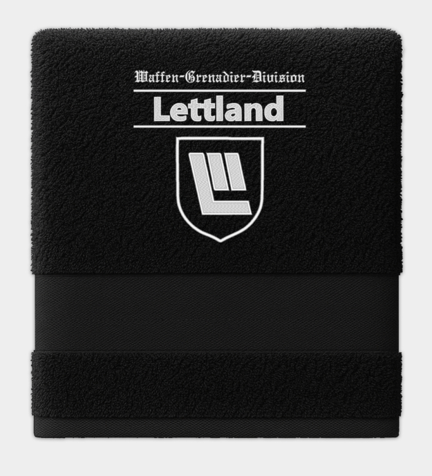 Waffen-SS Grenadier Division Lettland hímzett fekete törölköző