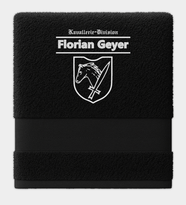 Waffen-SS Kavallerie Division Florian Geyer hímzett fekete törölköző