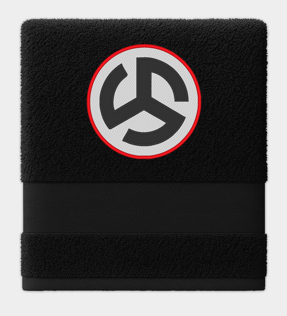 Flamand Triskele hímzett fekete törölköző Flamand Triskele hímzett fekete törölköző