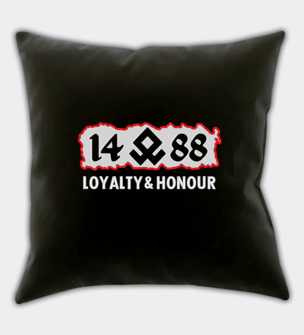 14 (ᛟ) 88 hímzett fekete díszpárna