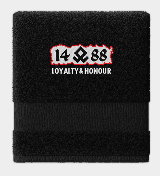 14 (ᛟ) 88 hímzett fekete törölköző