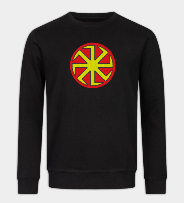 Kolovrat szvasztika hímzett környakú pulóver