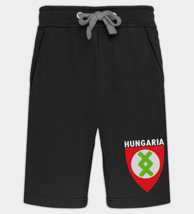 Rováskeresztes Hungaria-pajzs hímzett bermuda rövidnadrág