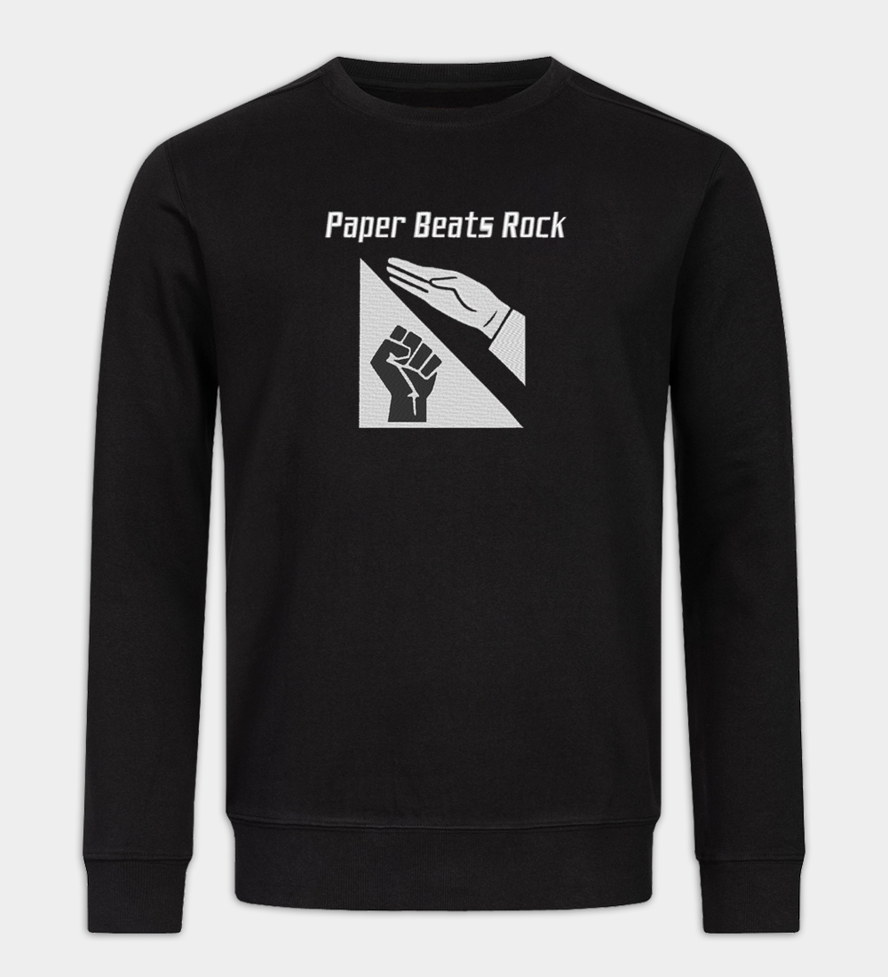 Paper Beats Rock hímzett környakú pulóver Paper Beats Rock hímzett környakú pulóver