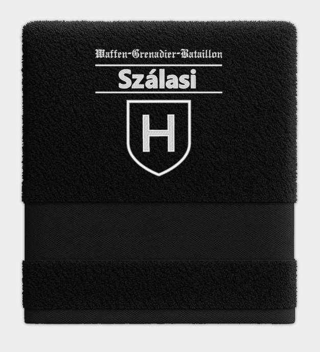 Waffen-Grenadier-Bataillon des SS „Szálasi” hímzett fekete törölköző